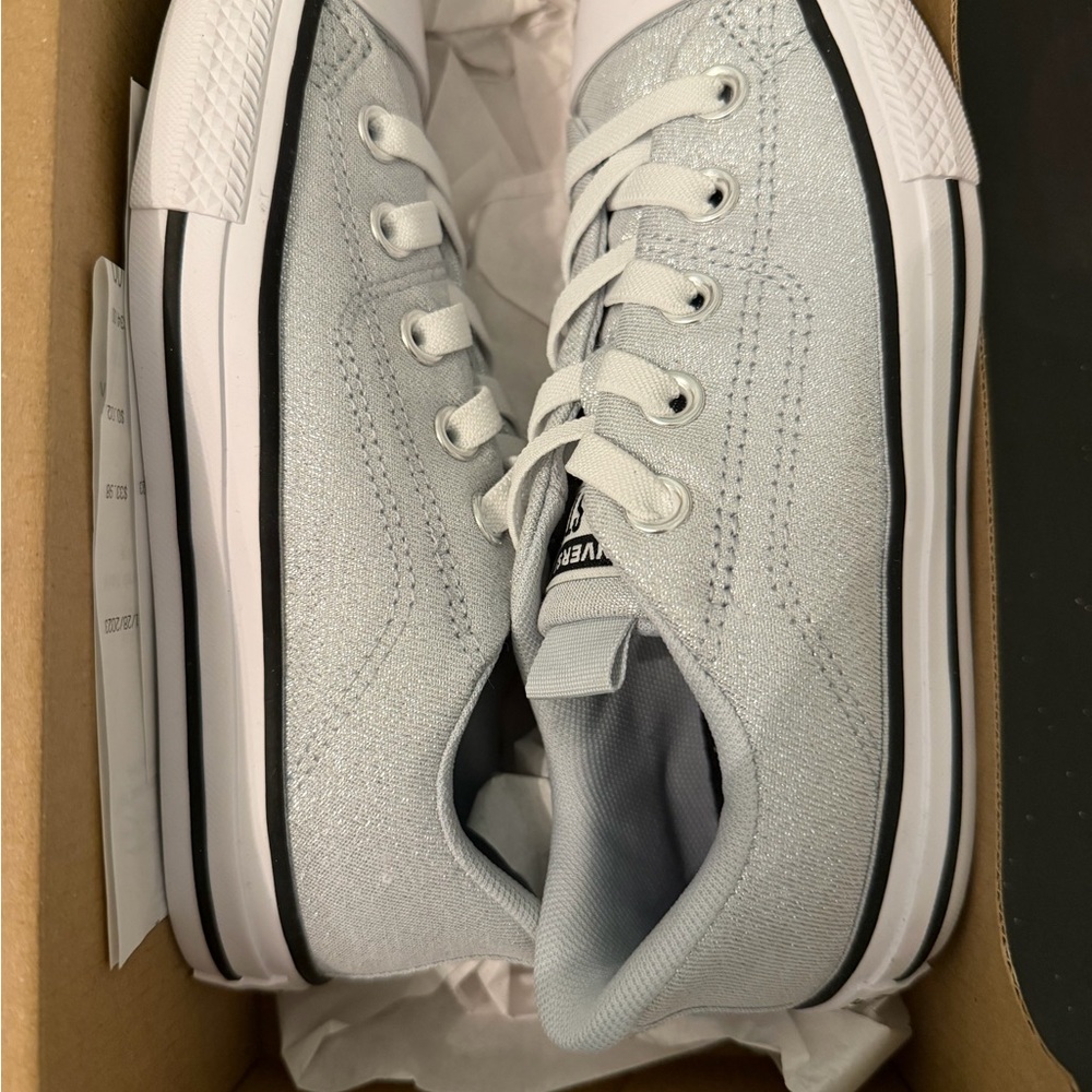 Converse Kids Light Gray Shimmer Sneakers